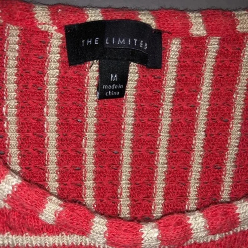 The Limited Coastal Striped Knit Short Sleeve Sweater Medium